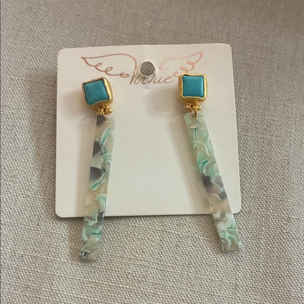 Chic Turquoise and Gold Drop Earrings